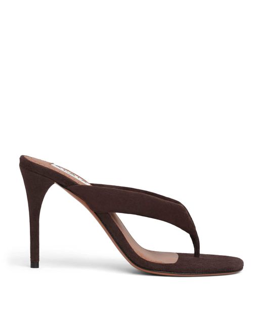 Alaïa Brown Suede Thong Mules 90