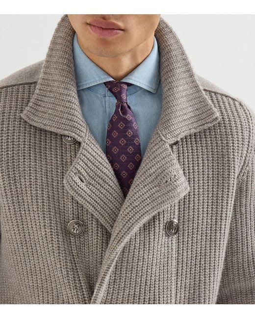 Brunello Cucinelli Purple Silk Jacquard Tie for men