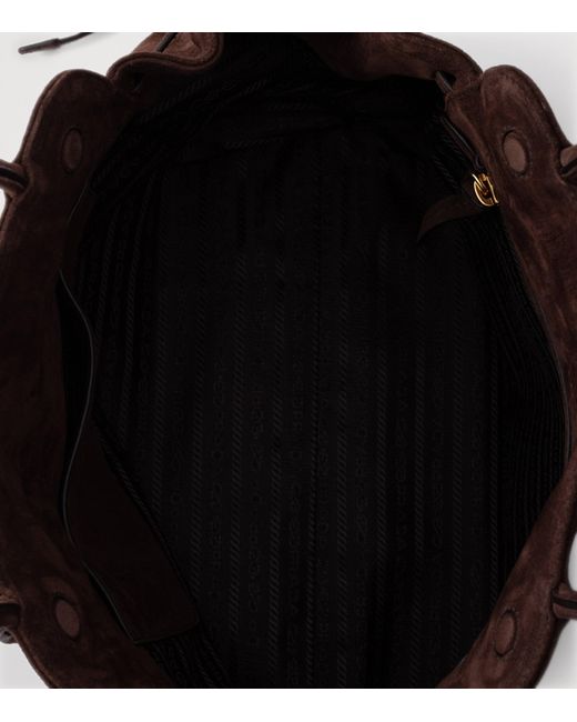 Prada Black Medium Suede Carry Top-Handle Bag
