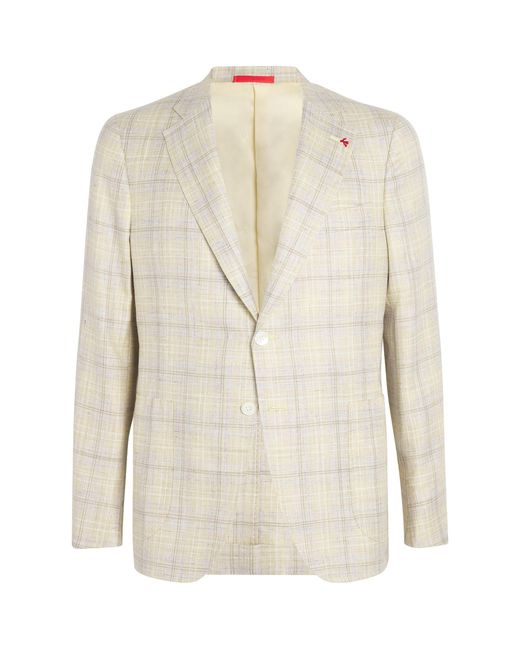 Isaia White Wool-Silk-Linen Capri Blazer for men