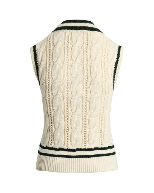 Ralph Lauren Natural Mulberry Silk Cable-Knit Sleeveless Sweater