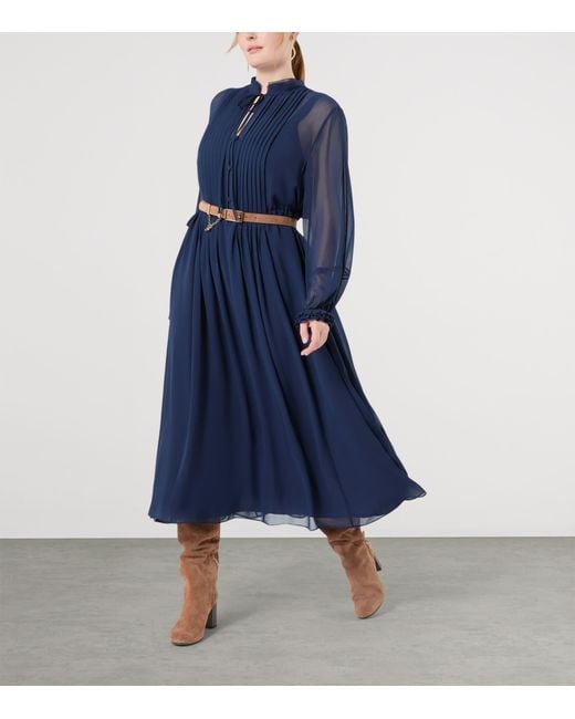 Marina Rinaldi Blue Silk Midi Dress