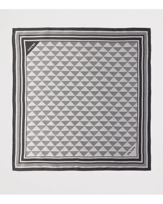 Prada Gray Silk Triangle Print Scarf