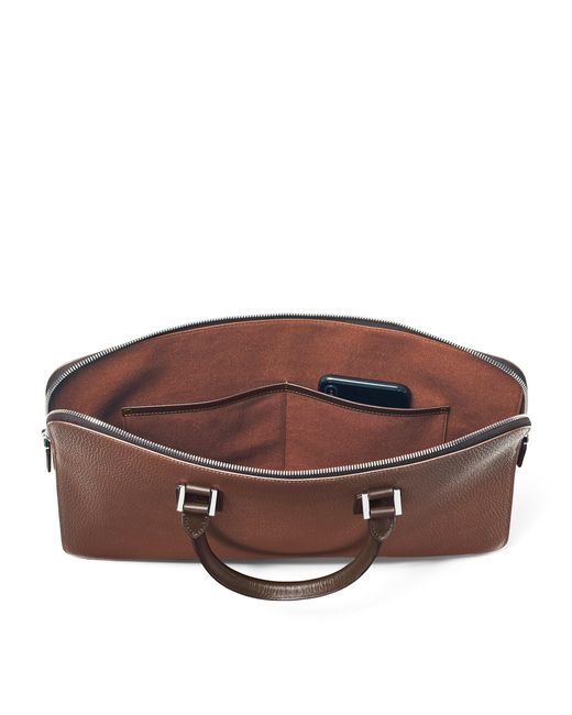 Aspinal Brown Leather Connaught Briefcase for men
