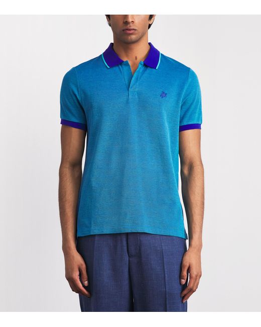 Vilebrequin Blue Organic Cotton Palatin Polo Shirt for men