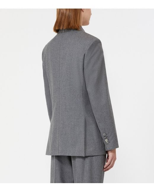 Max Mara Gray Cashmere Double-Breasted Blazer