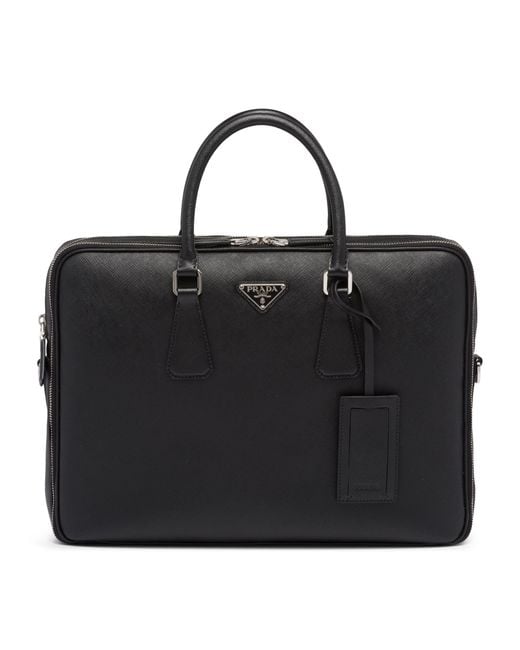 Prada Black Saffiano Leather Briefcase for men