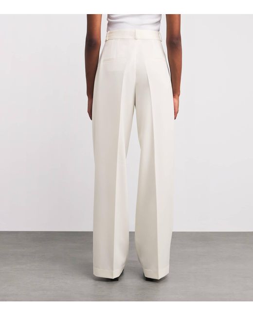 Rohe White Wool-Blend Wide-Leg Trousers