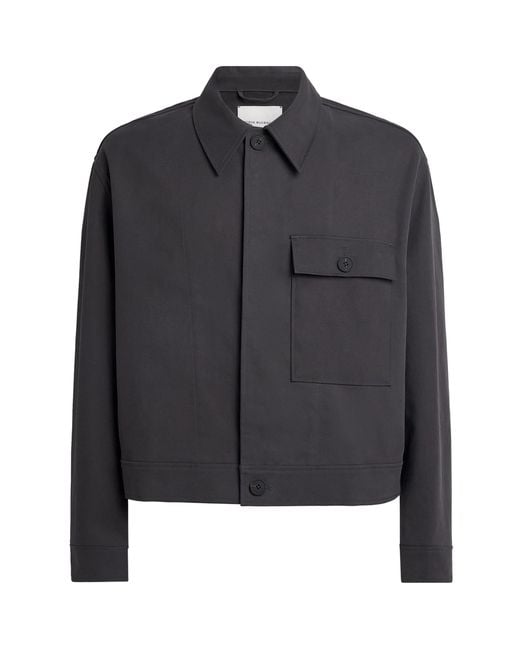 Studio Nicholson Black Cotton Concealed Placket Overshirt for men