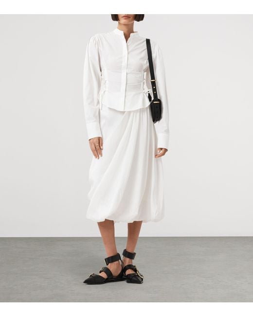 AllSaints White Organic Cotton Lace-Up Evanna Shirt