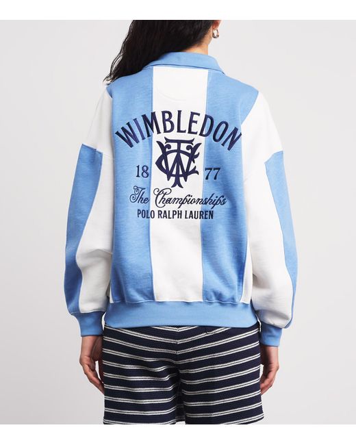 Polo Ralph Lauren Blue X Wimbledon Cotton-Blend Embroidered Sweatshirt