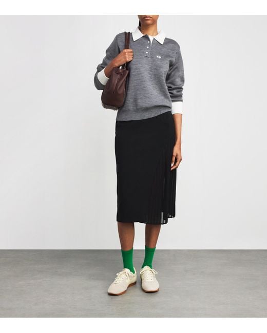 Claudie Pierlot Gray Knitted Logo Polo Shirt