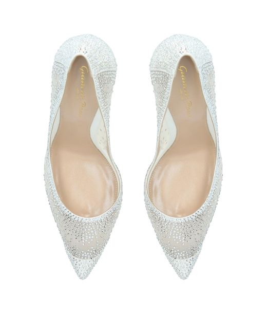 Gianvito Rossi White Crystal-Embellished Rania Pumps 105