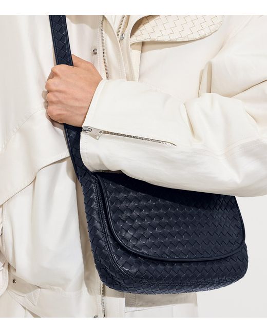 Bottega Veneta Blue Leather Veneto Messenger Bag for men