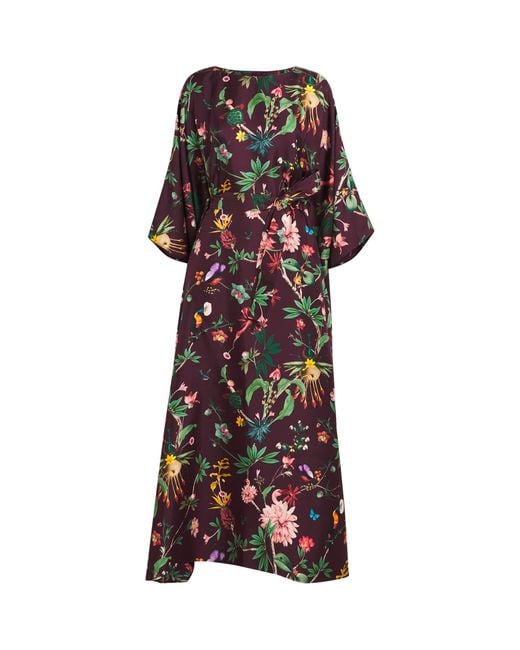 LaDoubleJ Red Floral Kaftan Maxi Dress