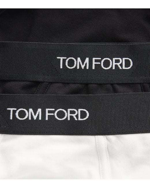 Tom Ford Black Cotton-Stretch Logo Briefs (Pack Of 2) for men