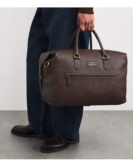 Polo Ralph Lauren Brown Grained Leather Duffle Bag for men