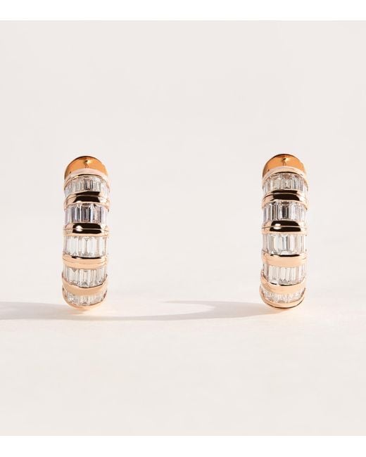 SHAY Natural Rose And Diamond Baguette Earrings