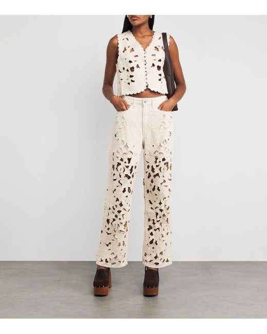 Rag & Bone Natural Cut-Out Logan Mid-Rise Wide-Leg Jeans