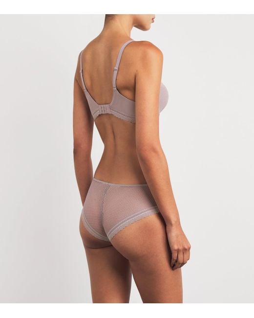 Chantelle Gray Lace Romance Plunge T-Shirt Bra
