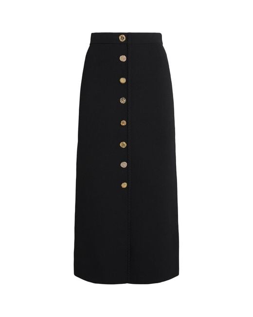 Claudie Pierlot Black Braid-Detail Midi Skirt