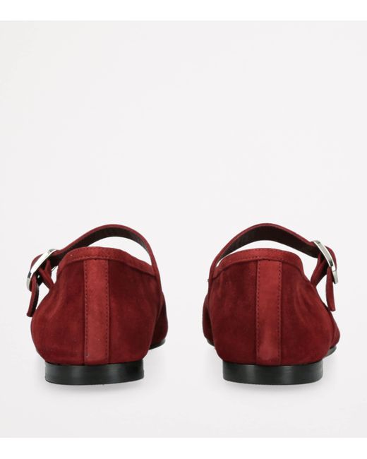 Le Monde Beryl Red Suede Mary Jane Ballet Flats