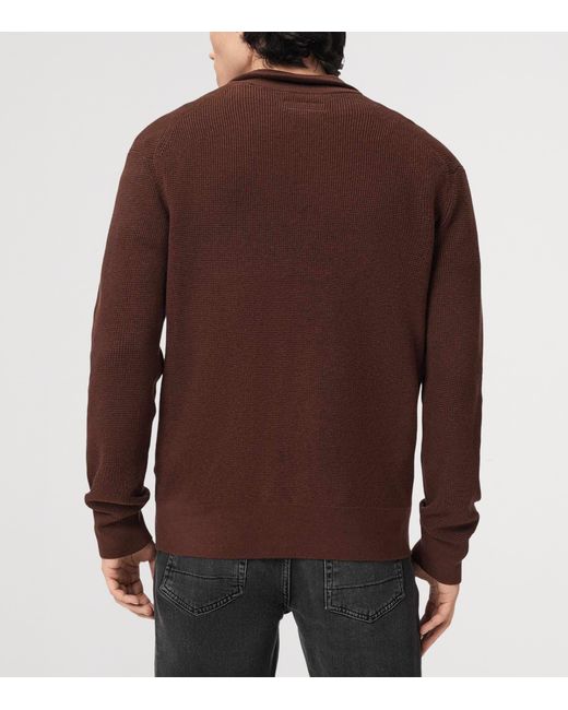 AllSaints Brown Funnel-Neck Aspen Sweater for men