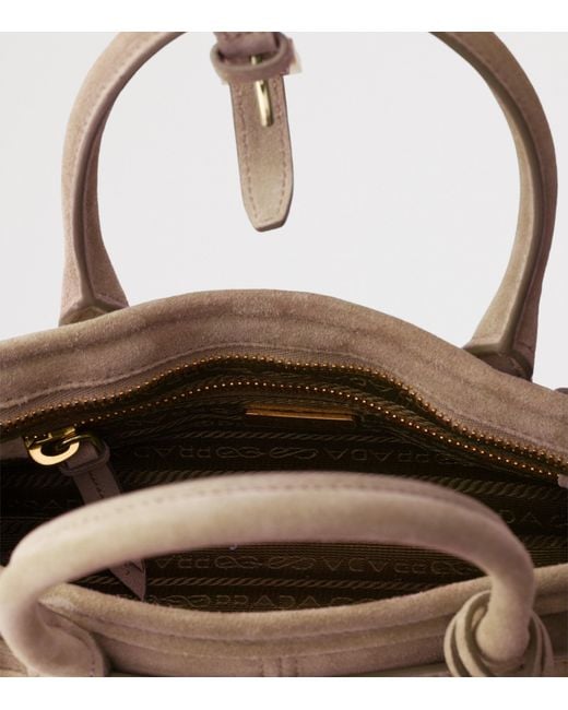 Prada Brown Mini Suede Bonnie Top-Handle Bag