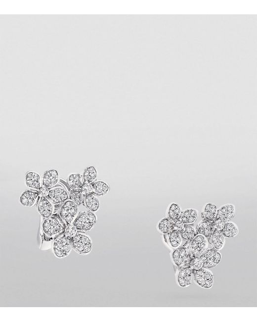 Graff Metallic White Gold And Diamond Wild Flower Cluster Earrings