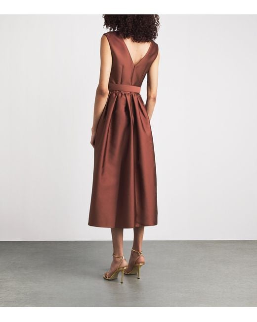 Roland Mouret Red Taffeta Midi Dress