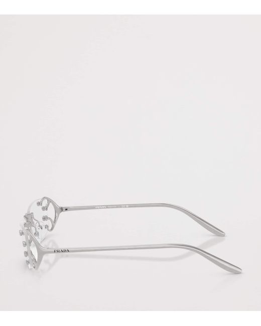 Prada White Metal Rectangular Sunglasses