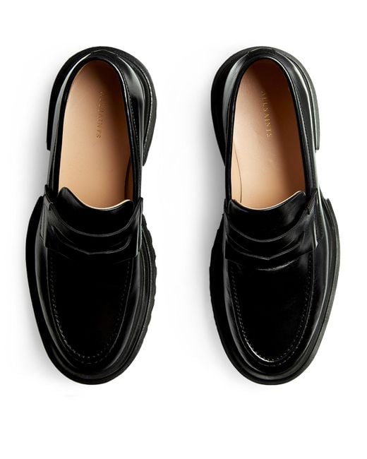 AllSaints Black Leather Lola Loafers