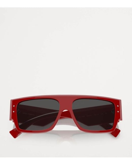 Dolce & Gabbana Red Full-Rim Square Sunglasses