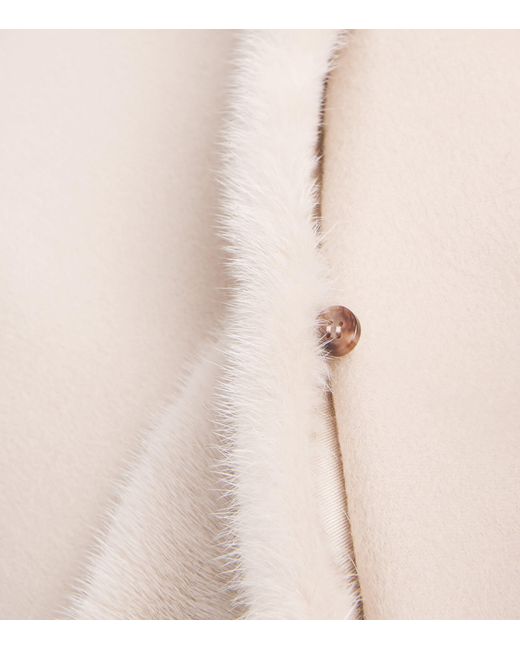 Yves Salomon Natural Cashmere-Mink Belted Long Coat