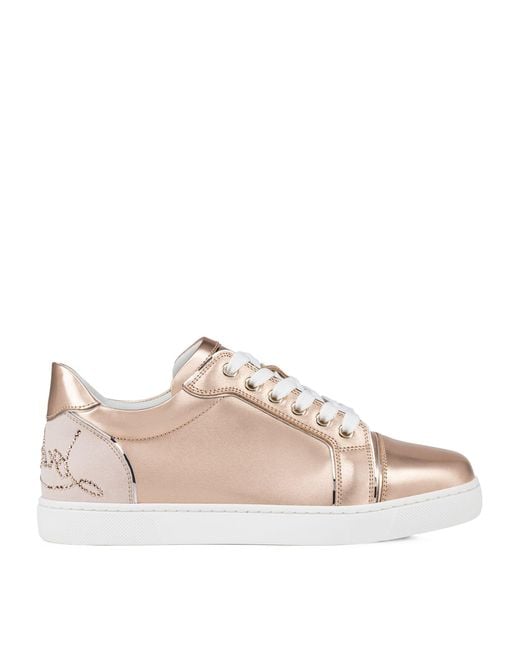 Christian Louboutin Fun Vieira Crystal-embellished Metallic-leather And Suede Low-top Trainers
