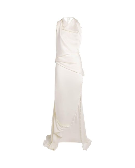 Victoria Beckham White Satin Rouleaux Gown