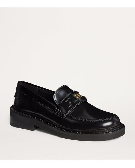 Maje Black Leather Penny Loafers