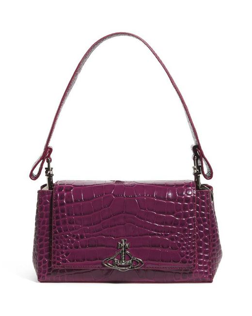 【Vivienne Westwood】Small Hazel croc embossed handbag Vivienne Westwood Hazel Small Croc-Style Leather Handbag