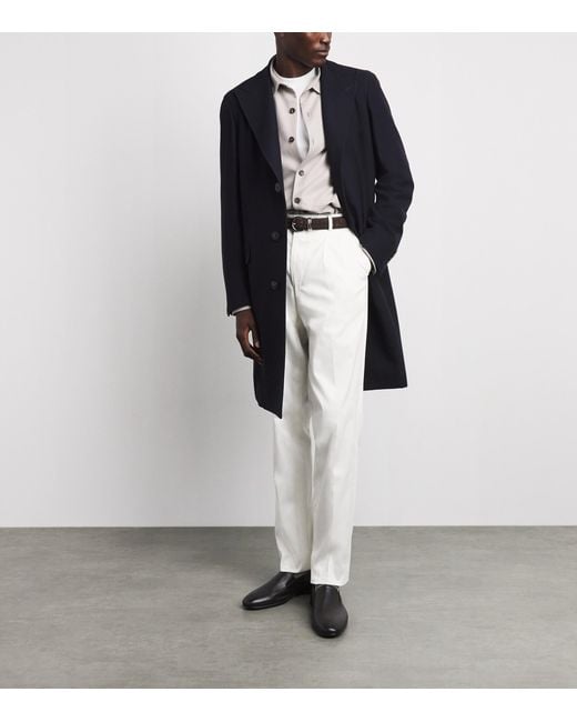 Canali Blue Wool Overcoat for men