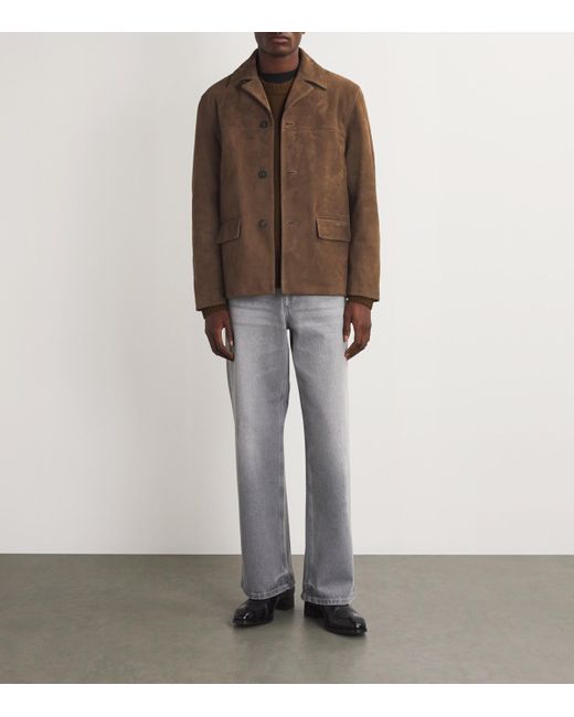 FRAME Brown Suede Button-Up Jacket for men