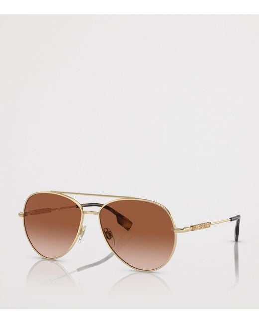 Burberry Brown Metal Pilot Sunglasses