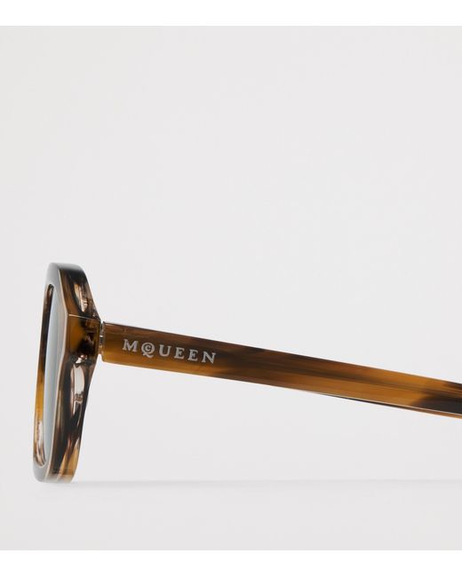 McQueen Metallic Tortoiseshell Rectangular Sunglasses