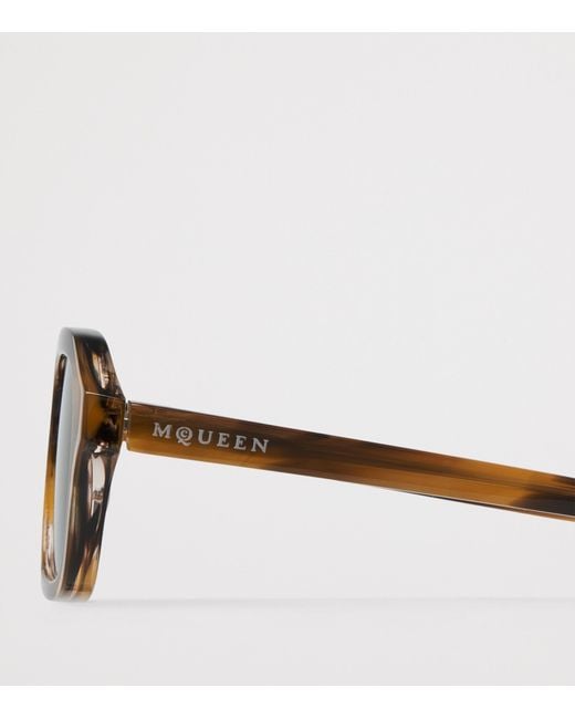 Alexander McQueen Metallic Tortoiseshell Rectangular Sunglasses