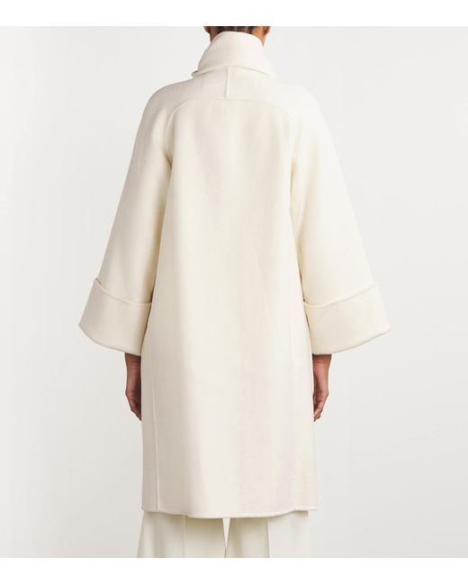 Wolk Morais White Cashmere Cunardier High Neck Coat