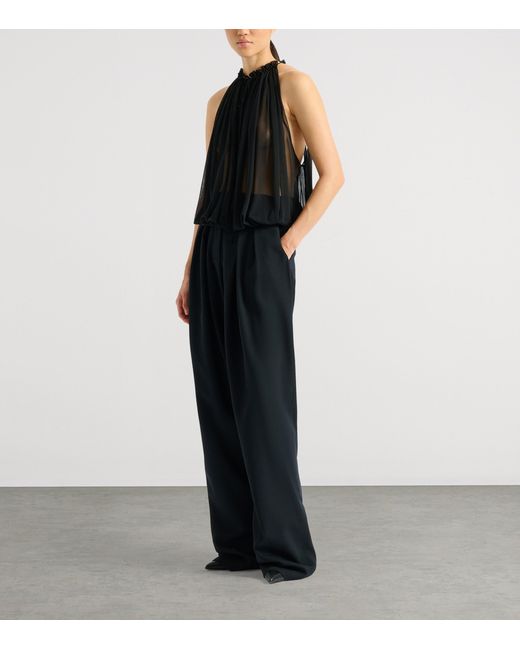 Balmain Black Muslin Sleeveless Top