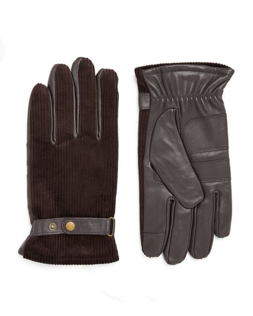 Barbour Brown Waterproof Leather Nelson Gloves for men
