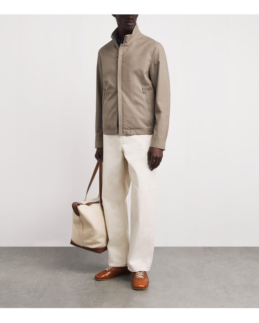 Paul & Shark Brown Wool-Silk Bomber Jacket for men