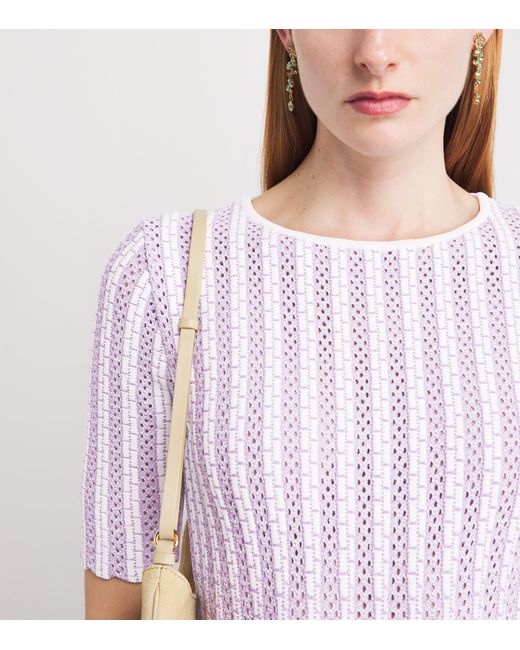 Valentino Purple Openwork Knit Margherita Midi Dress