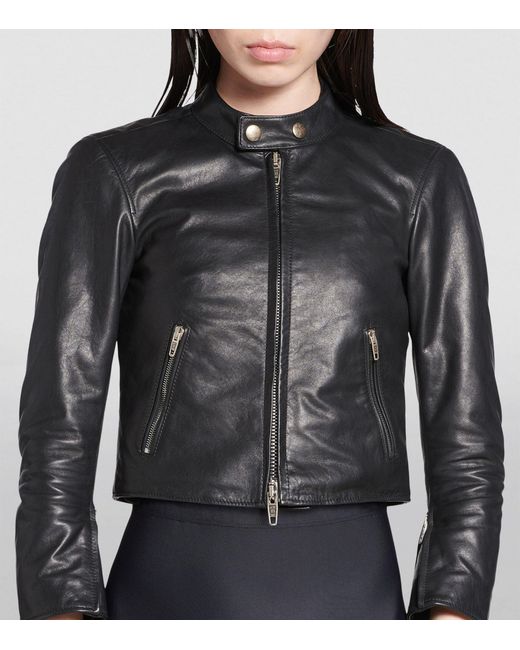 Balenciaga Leather Cropped Jacket in Black Lyst UK