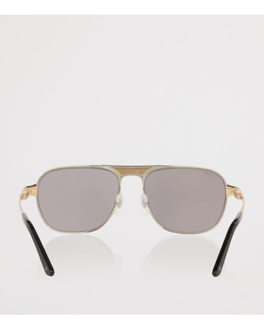 Cartier Gray Rectangular Aviator Sunglasses for men